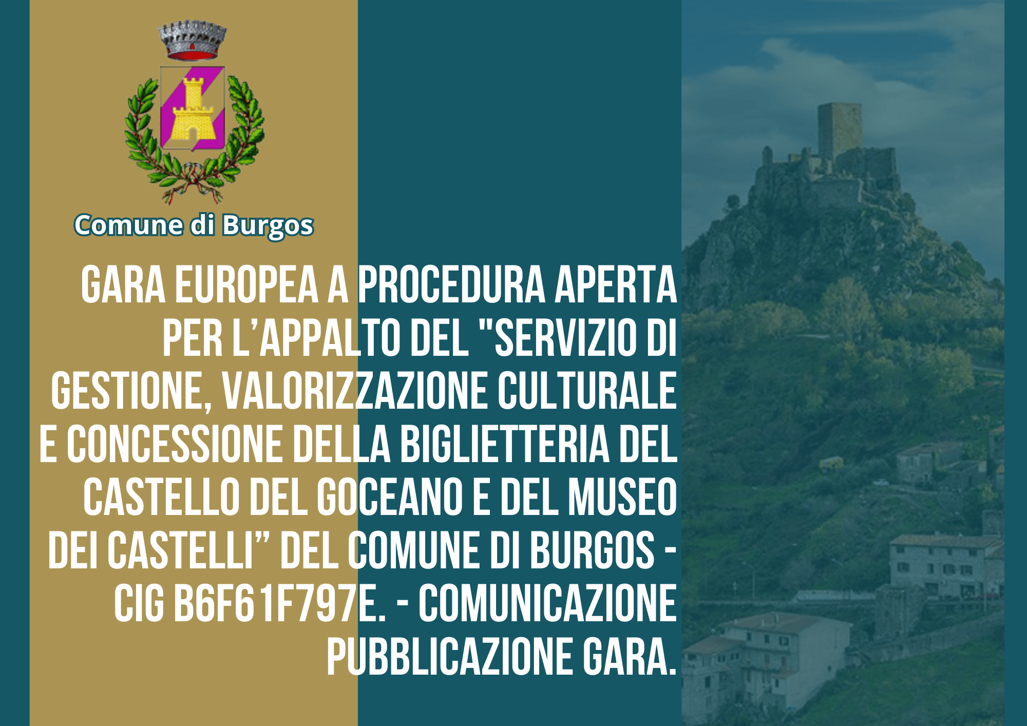GARA EUROPEA A PROCEDURA APERTA - SERVIZIO DI GESTIONE E VALORIZZAZIONE MUSEO E CASTELLO