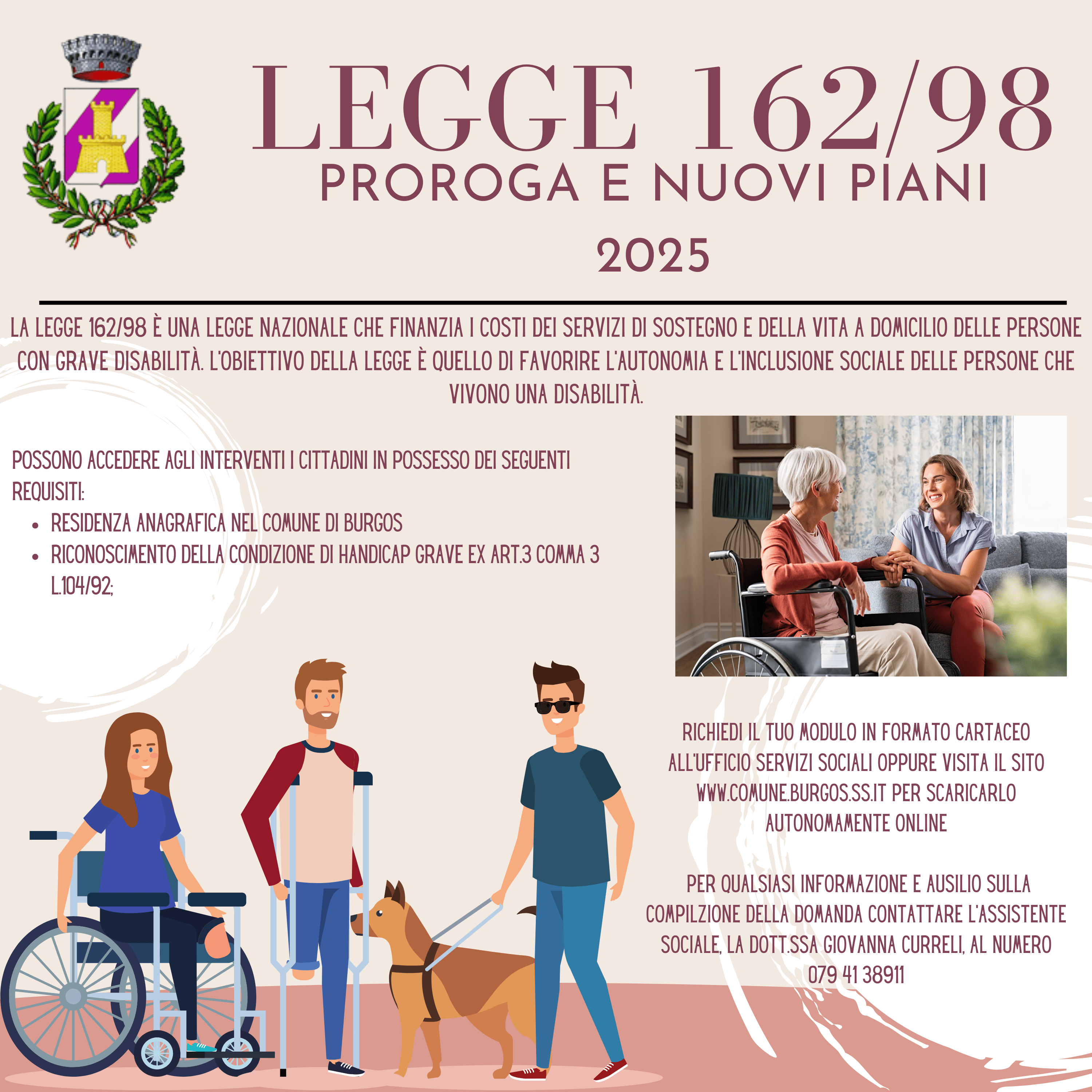 PIANI PERSONALIZZATI DI SOSTEGNO – LEGGE n.162/1998 APERTURA DEI TERMINI  PRESENTAZIONE DOMANDE