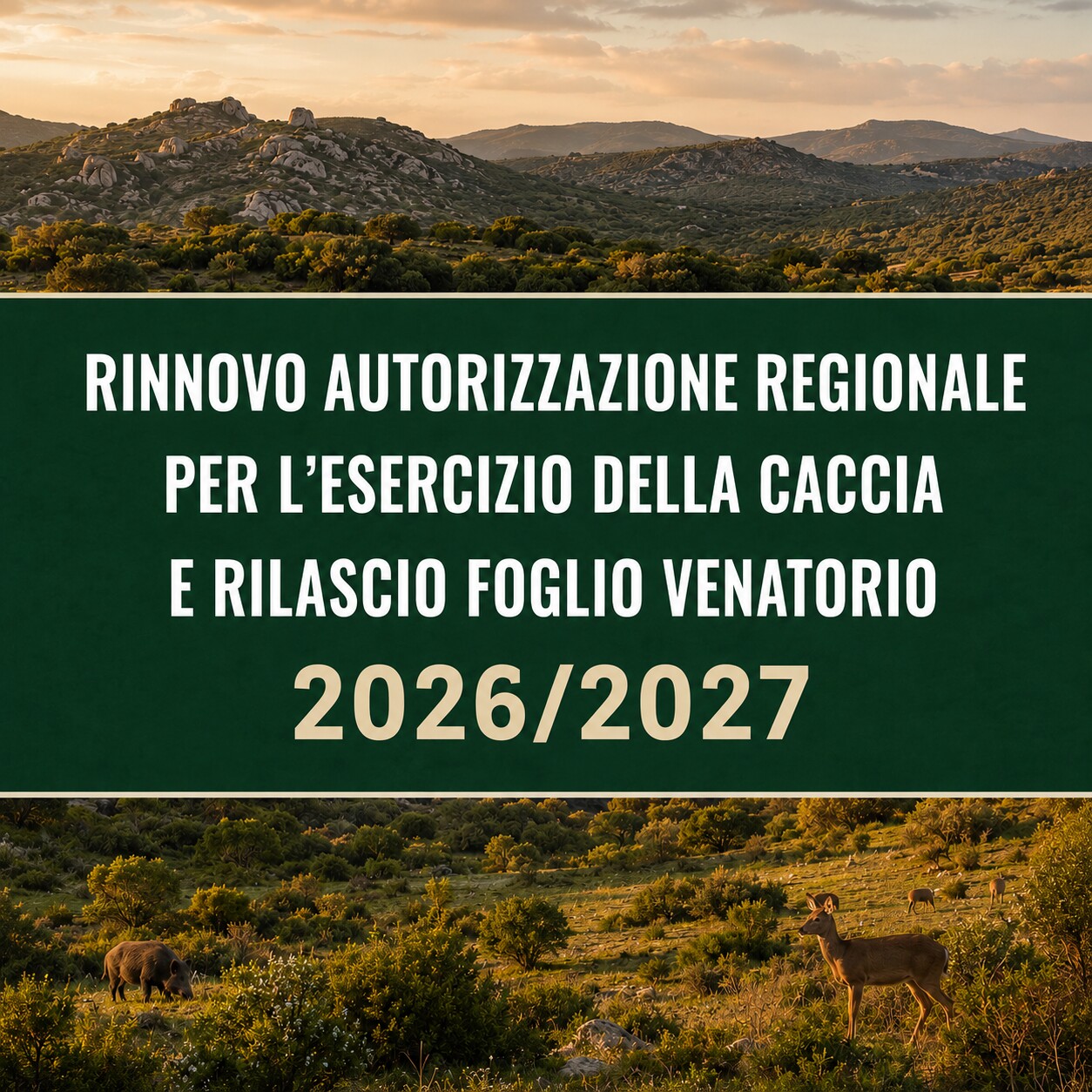 STAGIONE VENATORIA 2026/2027 RINNOVO AUTORIZZAZIONE REGIONALE PER L’ESERCIZIO DELLA CACCIA.